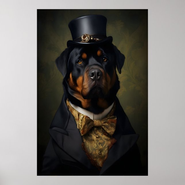 Poster Aristocratic Rottweiler Print, Funny Renaissance (Frente)