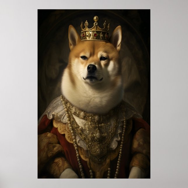 Poster Aristocratic Shiba Inu Portrait Print, Funny Dog (Frente)