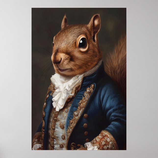 Poster Aristocratic Squirrel Portrait, Renaissance Animal (Frente)