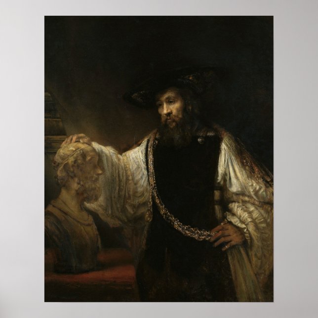 Póster Aristóteles (384-322 a.C.) com um busto de Homero (Frente)