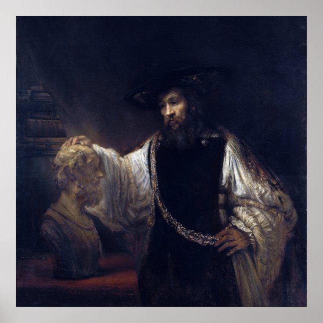 Poster Aristóteles com um busto de Homer por Rembr (Frente)