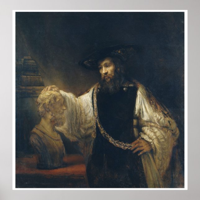 Póster Aristóteles com um busto de Homer por Rembrandt (Frente)
