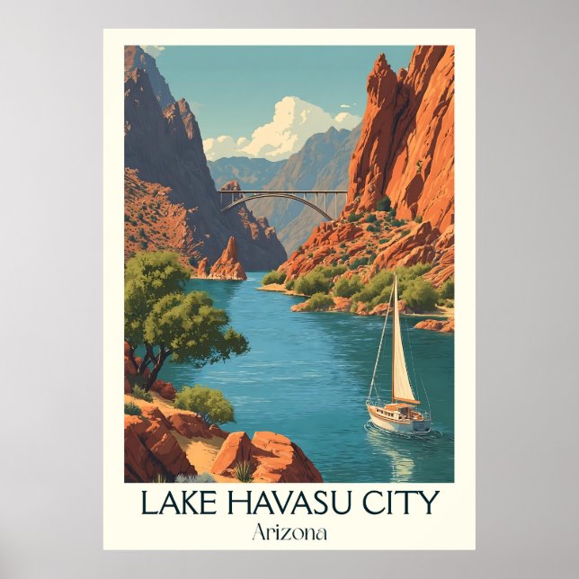 Poster Arizona da cidade de Havasu | Retro La (Frente)