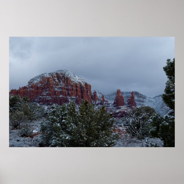 Póster Arizona de Sedona com Neve 2789 (Frente)