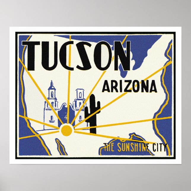 Poster Arizona de Tucson ~ A Cidade do Sol (Frente)