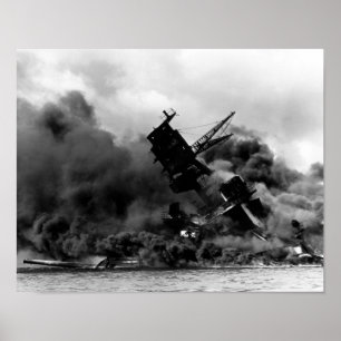 Poster Arizona de USS que queima-se no Pearl Harbor