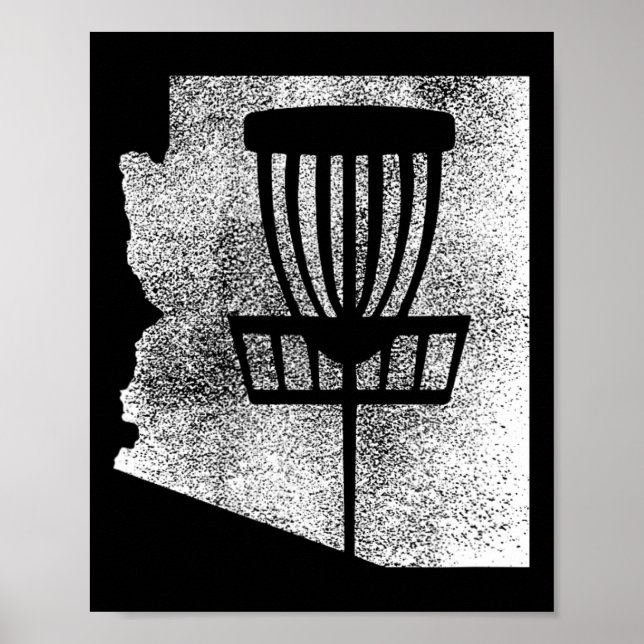 Poster Arizona Disc Golf Estado Com Gráfico Distress Sket (Frente)