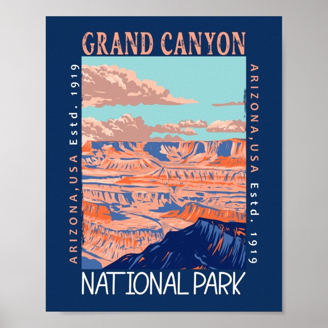 Poster Arizona do Parque Nacional do Grand Canyon, em des (Frente)