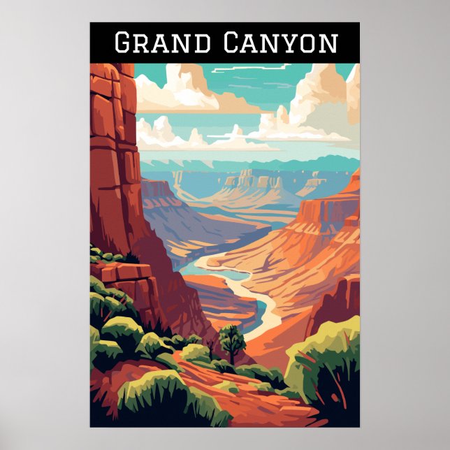 Poster Arizona do Parque Nacional do Grande Canyon da Vin (Frente)