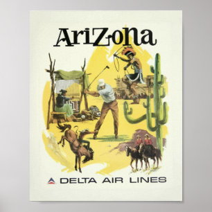 Poster Arizona EUA Aviation Airline Viagens vintage