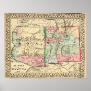 Poster Arizona, mapa de New mexico por Mitchell