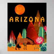 Arizona ~ Montanhas, Deserto, Cavalo e Lua Cheia