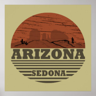 Poster arizona sedona vintage pôr do sol paisagem az