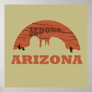 Poster arizona sedona vintage pôr do sol paisagem az