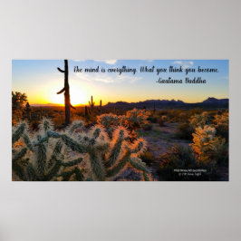 Póster Arizona solar do deserto de Sonoran com cactus sag