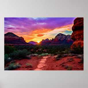Poster Arizona Vermelha Sedona Rocha Natureza Bonita Suns