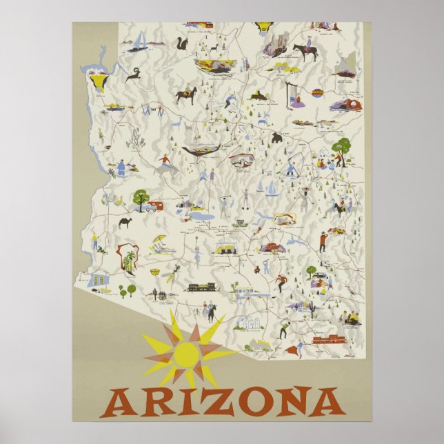 Poster Arizona viagens vintage (Frente)