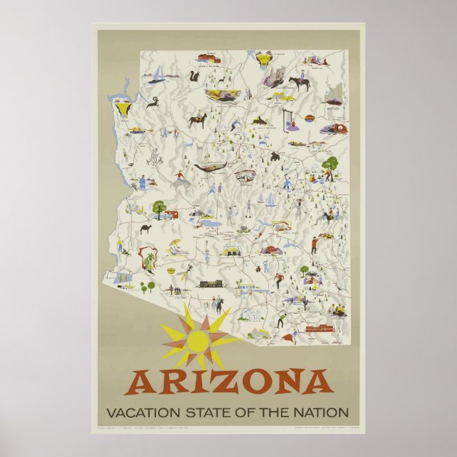 Póster Arizona Vintage Vacage State (Frente)