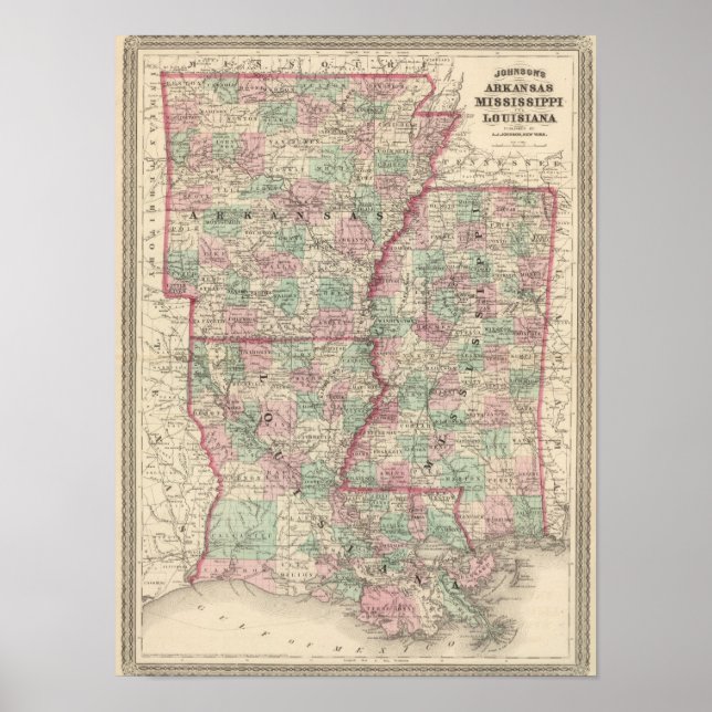 Póster Arkansas, Mississippi e Louisiana (Frente)