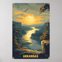 Poster Arkansas USA Art Vintage Illustration Viagem