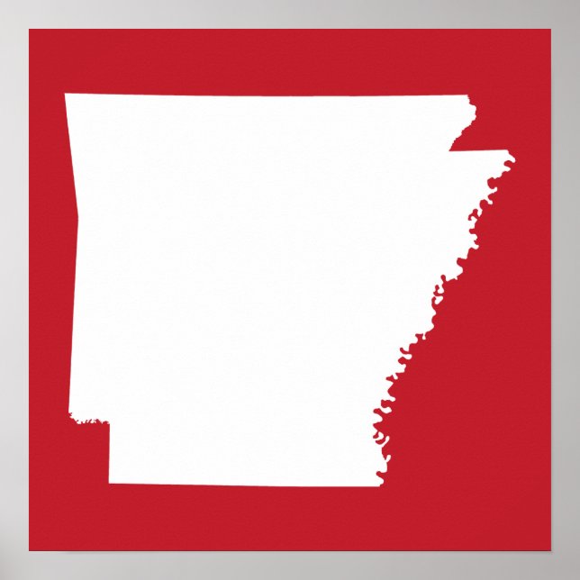 Póster Arkansas Vermelho e Branco (Frente)