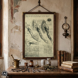 Póster Arm e Anatomia do Ombro por Leonardo da Vinci