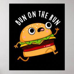 Poster Arma Na Corrida Engraçada Comida Pun Dark BG