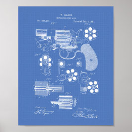 Poster Arma Revolvente de Fogo 1881 Arte Patente - Bluepr