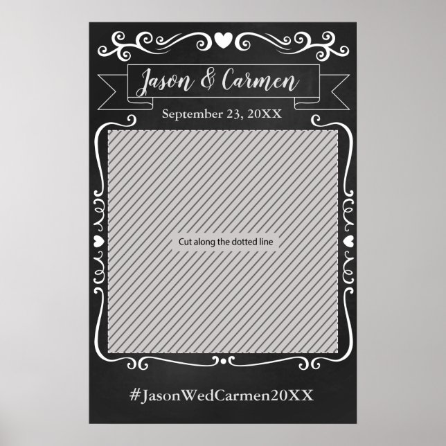 Poster Armação de Foto de Casamento com Quadro Negro como (Frente)