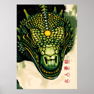Poster Armadura de Cabeça de Dragão de Komodo – Poder Fer