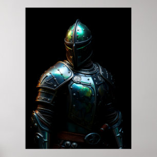 Poster Armadura de Cavaleiro Medieval, Cores Abstratas