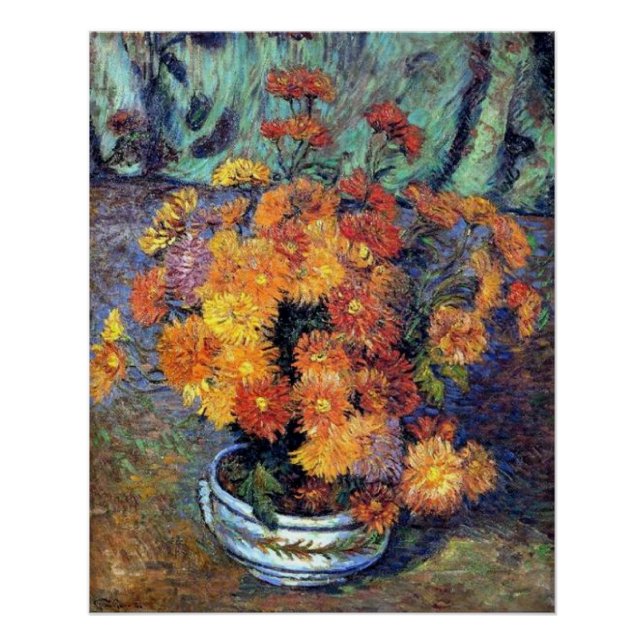 Póster Armand Guillaumin - Vaso de crisântemos (Frente)