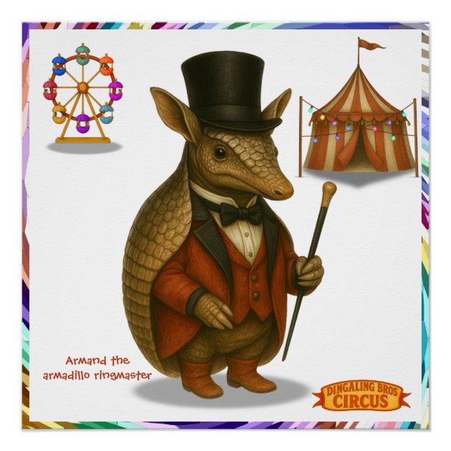 Póster Armand, o armadillo apresentador de circo (Frente)
