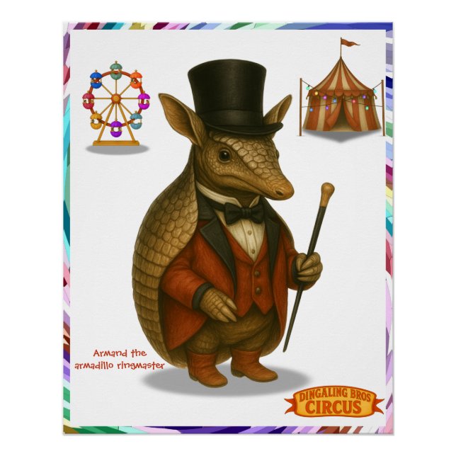 Póster Armand, o armadillo apresentador de circo (Frente)