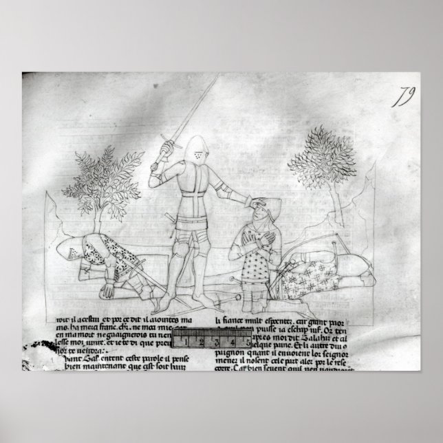 Póster Armar um cavaleiro num campo de batalha (Frente)