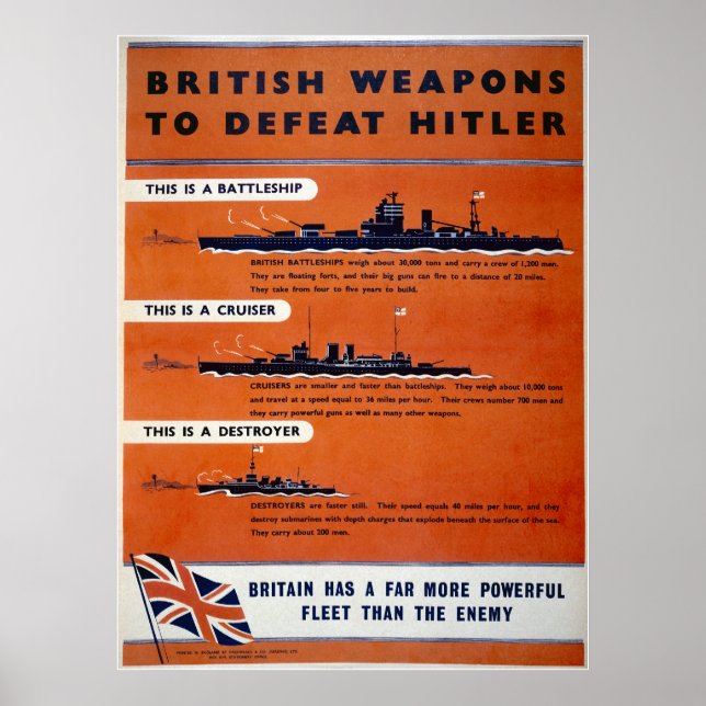 Póster Armas britânicas WW2 - Navios de guerra (Frente)