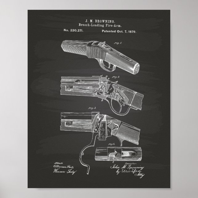 Póster Armas de Fogo 1879 Arte Patente - Quadro (Frente)