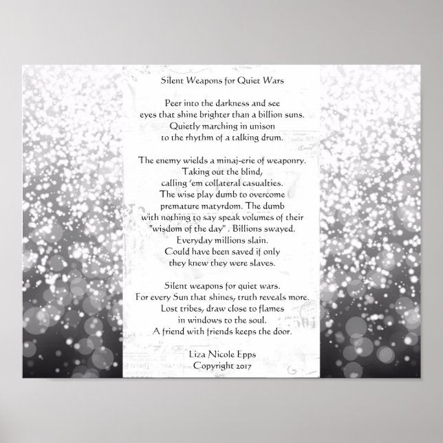 Póster Armas silenciosas para guerras silenciosas. Poema  (Frente)
