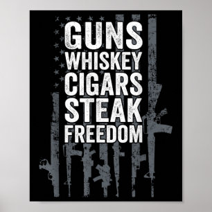 Poster Armas Whiskey Cigars Liberdade de bife - Bebendo e