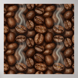 Poster Aroma de Vapor de Grãos de Café Frescos Torrados