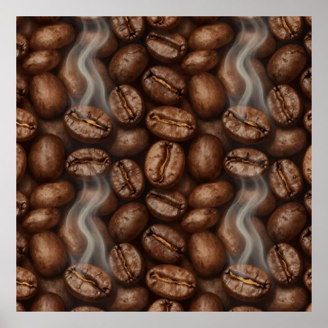Poster Aroma de Vapor de Grãos de Café Frescos Torrados (Frente)