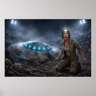 Poster Arqueólogo Alienígena OVNI Sítio de Escavação Para
