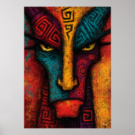 Poster Arquetipo Primal Rosto Arte Abstrata – Expressioni