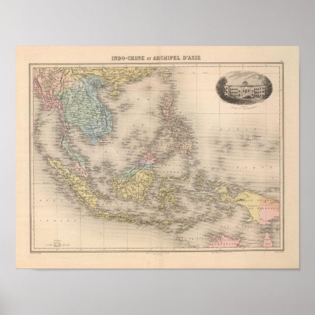 Póster Arquipélago da Indochina da Ásia (Frente)