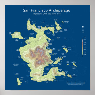 Póster Arquipélago de São Francisco, subida do nível do m