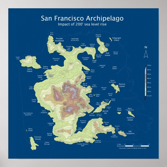 Póster Arquipélago de São Francisco, subida do nível do m (Frente)