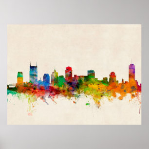 Poster Arquitectura da cidade da skyline de Nashville
