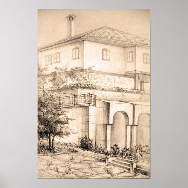 Poster Arquitetura Arte tradicional de desenho (Frente)