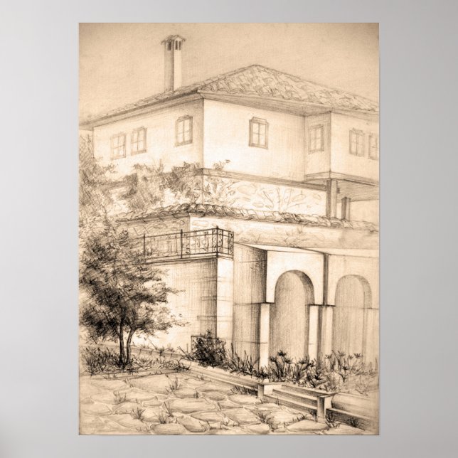 Poster Arquitetura Arte tradicional de desenho (Frente)