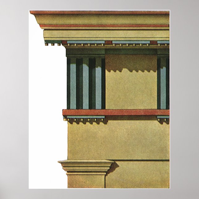 Póster Arquitetura Clássica Vintage, Entablamento de Temp (Frente)